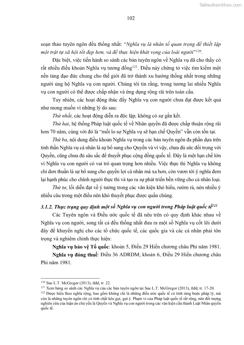 Luận án tiến sĩ luật học Nghĩa vụ con người trong pháp luật quốc tế và pháp luật Việt Nam - 10 Trang 113