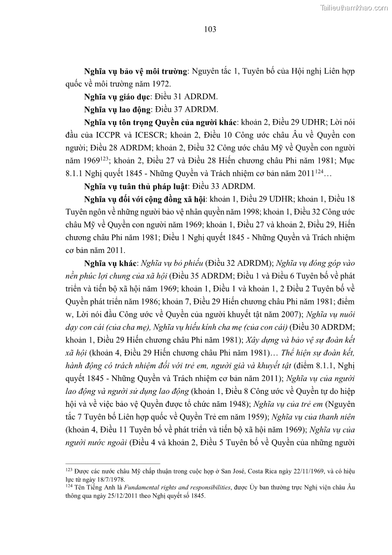 Luận án tiến sĩ luật học Nghĩa vụ con người trong pháp luật quốc tế và pháp luật Việt Nam - 10 Trang 114