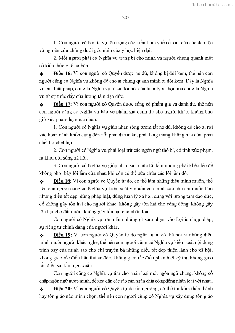 Luận án tiến sĩ luật học Nghĩa vụ con người trong pháp luật quốc tế và pháp luật Việt Nam - 18 Trang 214