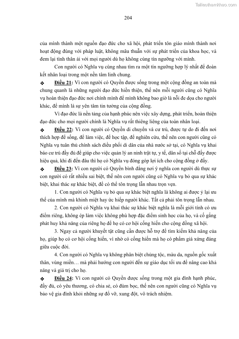 Luận án tiến sĩ luật học Nghĩa vụ con người trong pháp luật quốc tế và pháp luật Việt Nam - 18 Trang 215