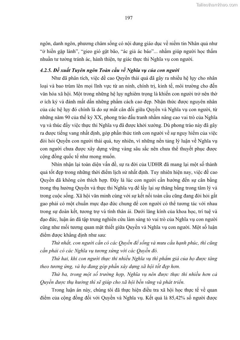 Luận án tiến sĩ luật học Nghĩa vụ con người trong pháp luật quốc tế và pháp luật Việt Nam - 18 Trang 208