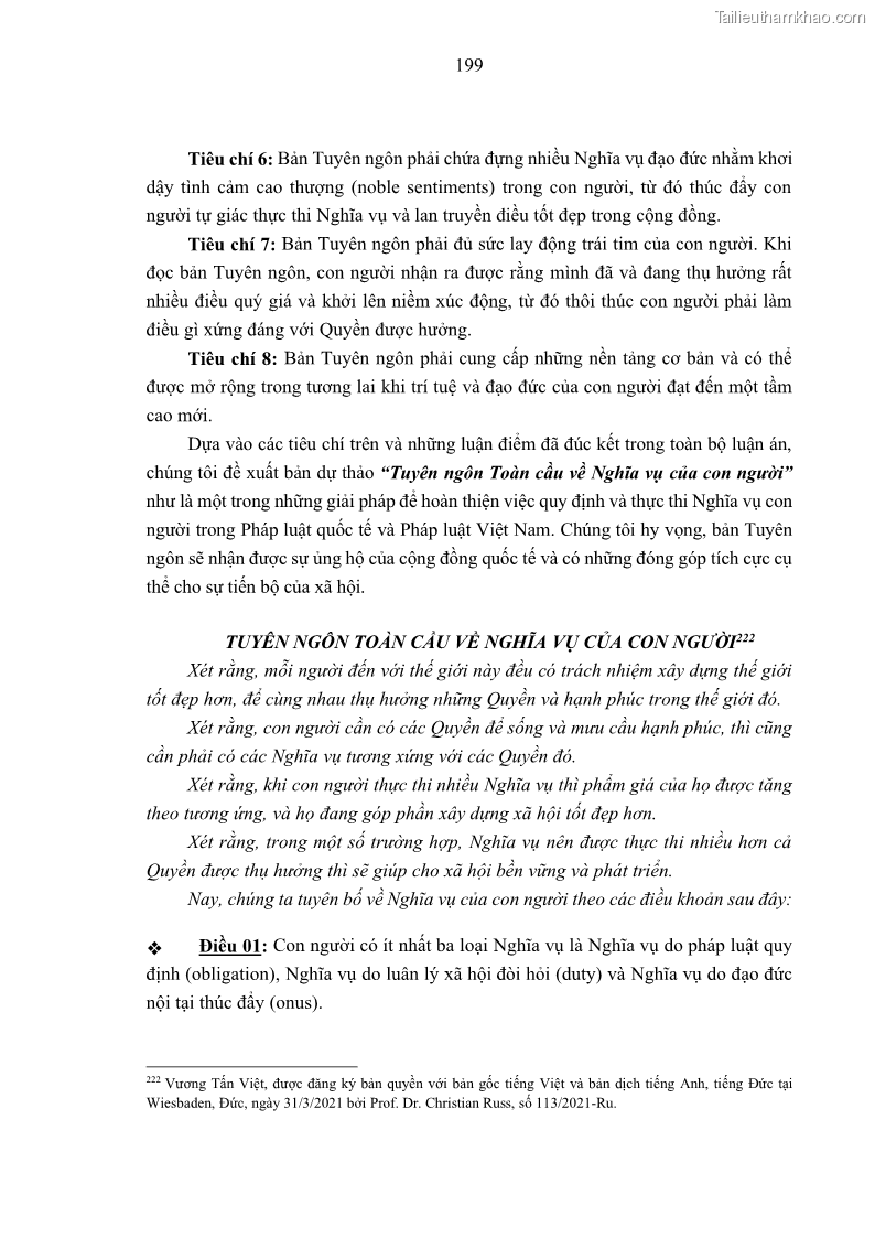 Luận án tiến sĩ luật học Nghĩa vụ con người trong pháp luật quốc tế và pháp luật Việt Nam - 18 Trang 210