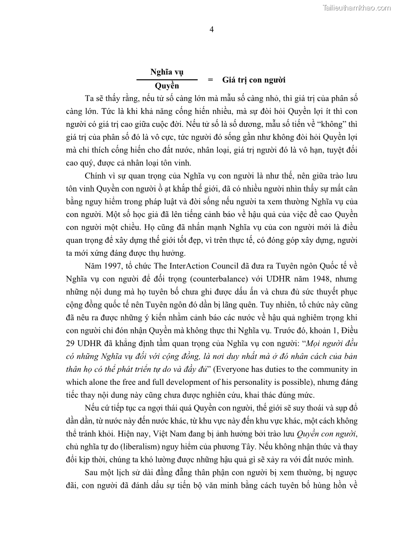 Luận án tiến sĩ luật học Nghĩa vụ con người trong pháp luật quốc tế và pháp luật Việt Nam - 2 Trang 15