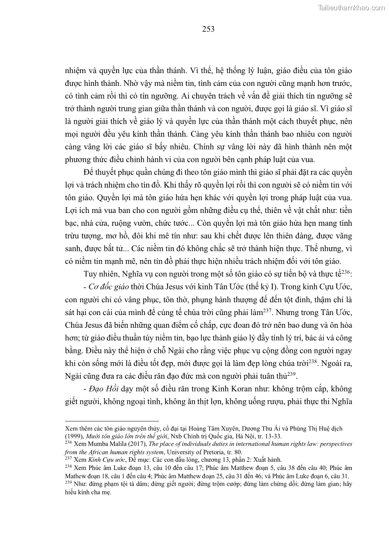 Luận án tiến sĩ luật học Nghĩa vụ con người trong pháp luật quốc tế và pháp luật Việt Nam - 22 Trang 264