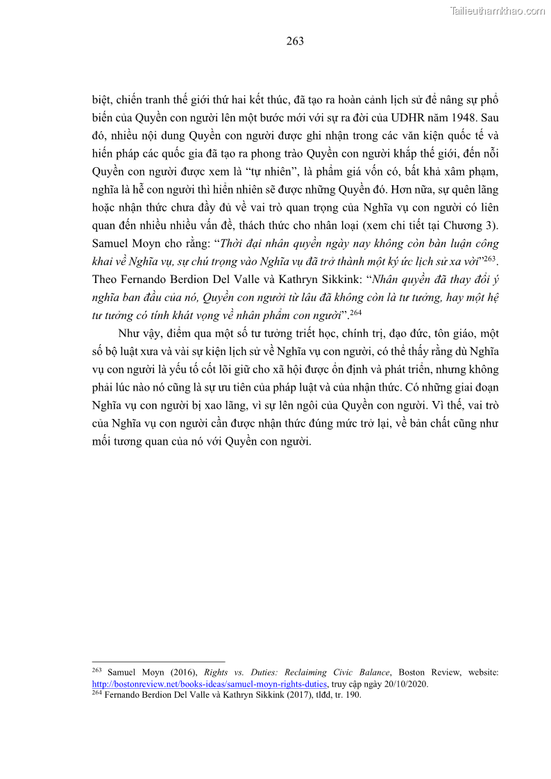 Luận án tiến sĩ luật học Nghĩa vụ con người trong pháp luật quốc tế và pháp luật Việt Nam - 23 Trang 274