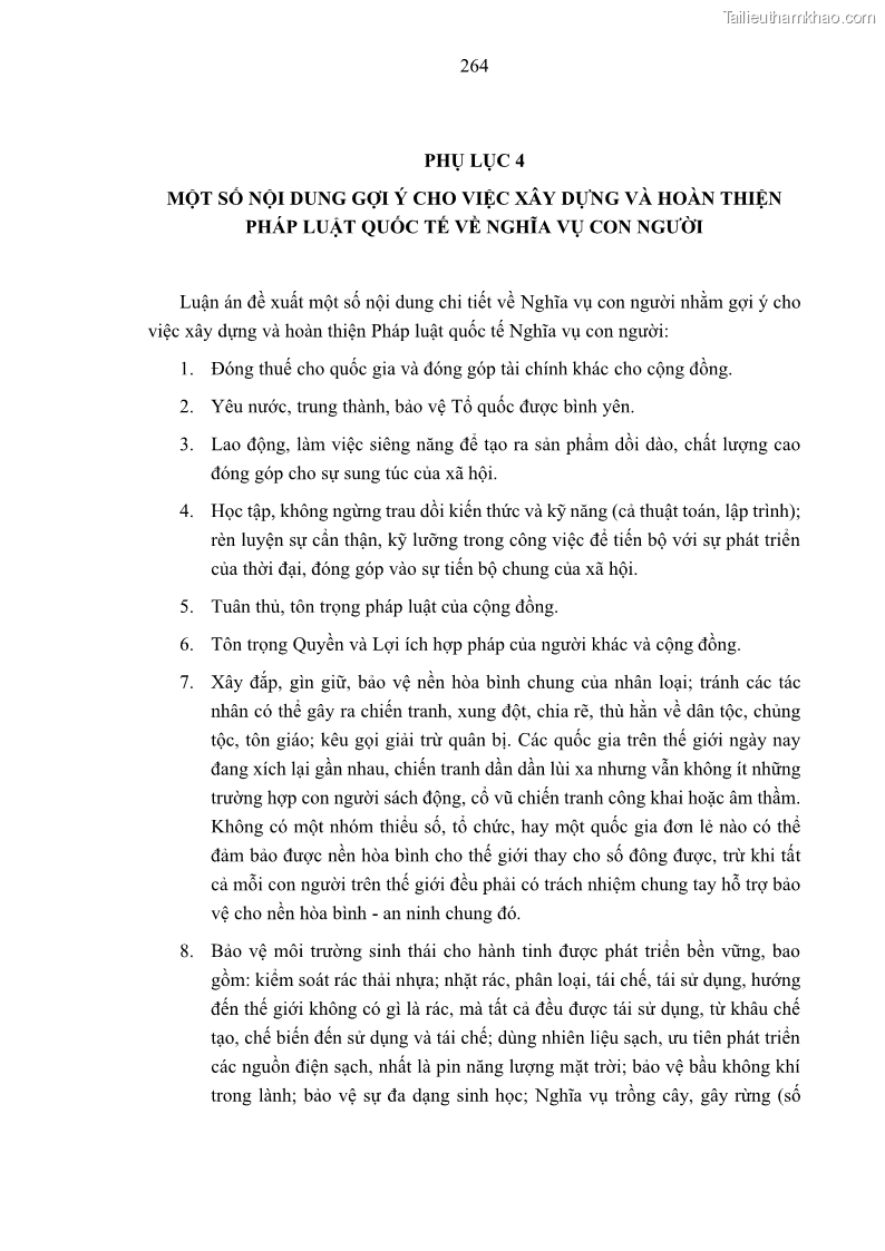 Luận án tiến sĩ luật học Nghĩa vụ con người trong pháp luật quốc tế và pháp luật Việt Nam - 23 Trang 275