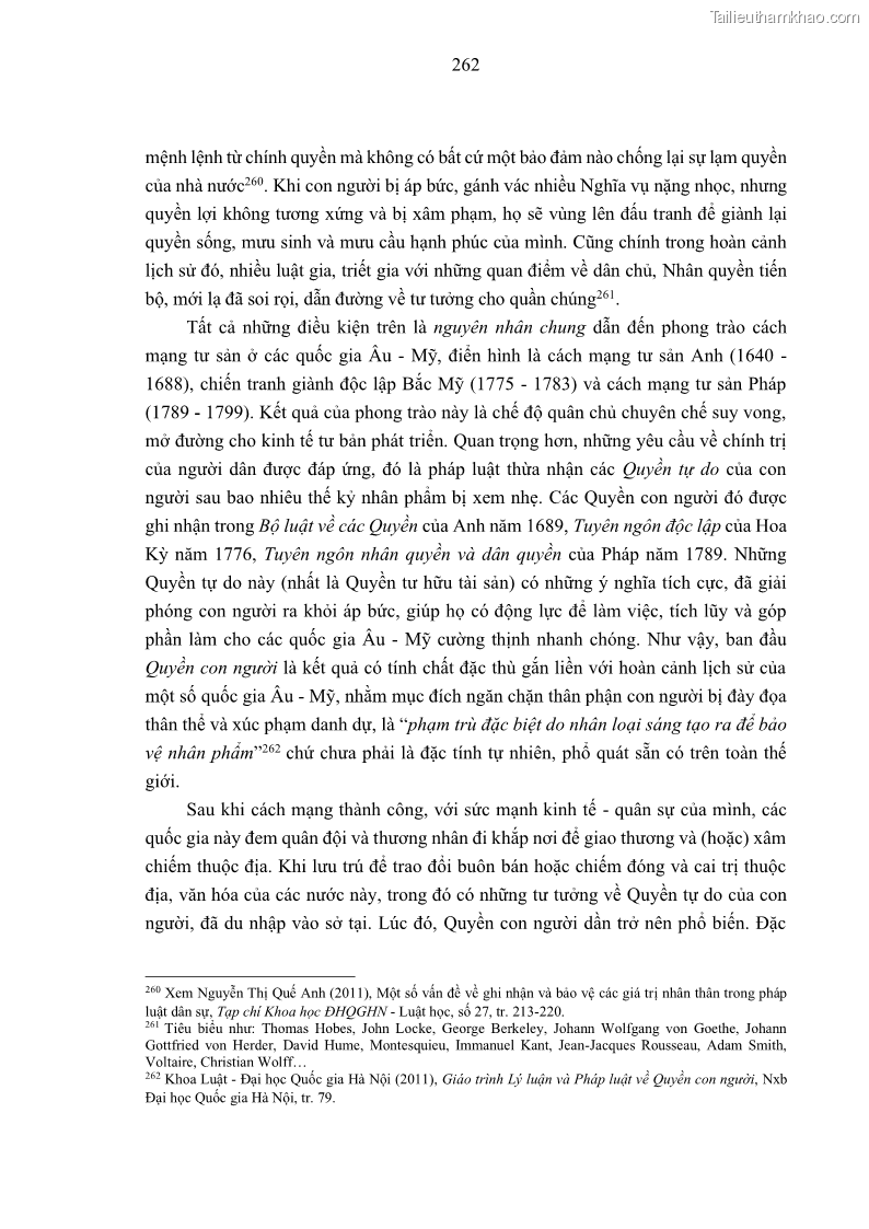 Luận án tiến sĩ luật học Nghĩa vụ con người trong pháp luật quốc tế và pháp luật Việt Nam - 23 Trang 273