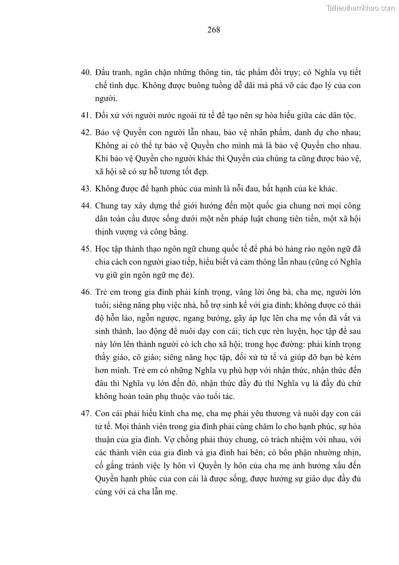 Luận án tiến sĩ luật học Nghĩa vụ con người trong pháp luật quốc tế và pháp luật Việt Nam - 24 Trang 279