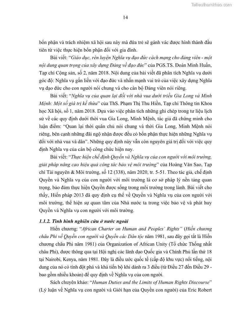 Luận án tiến sĩ luật học Nghĩa vụ con người trong pháp luật quốc tế và pháp luật Việt Nam - 3 Trang 25