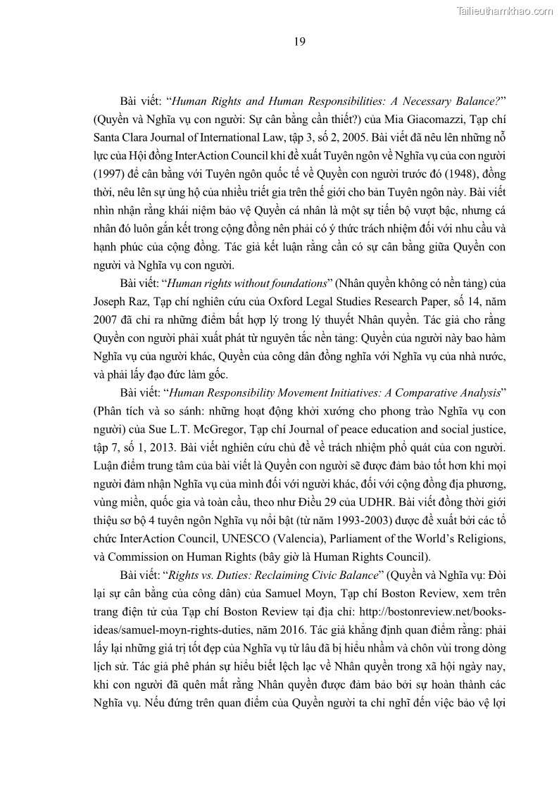 Luận án tiến sĩ luật học Nghĩa vụ con người trong pháp luật quốc tế và pháp luật Việt Nam - 3 Trang 30