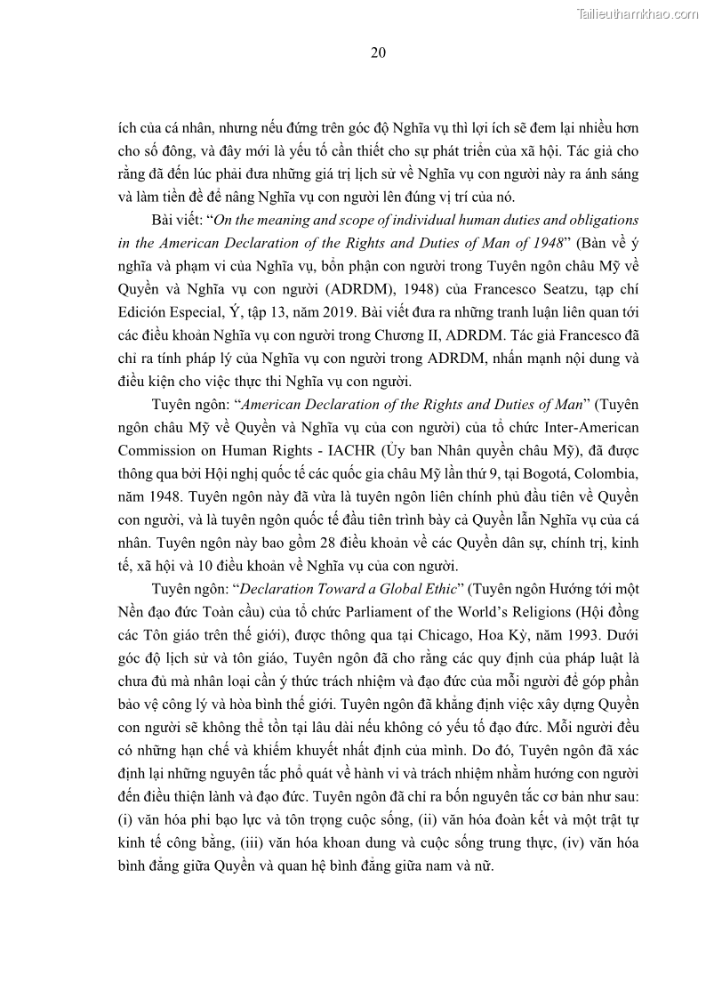 Luận án tiến sĩ luật học Nghĩa vụ con người trong pháp luật quốc tế và pháp luật Việt Nam - 3 Trang 31