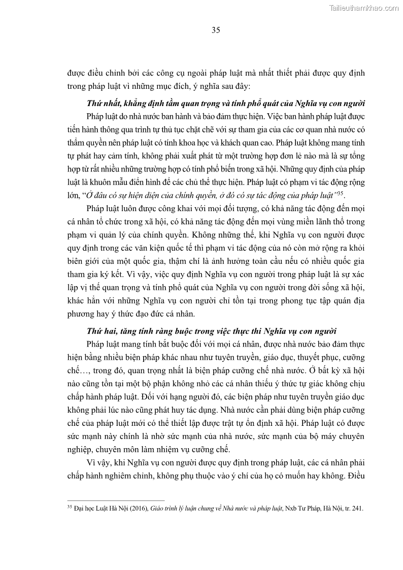 Luận án tiến sĩ luật học Nghĩa vụ con người trong pháp luật quốc tế và pháp luật Việt Nam - 4 Trang 46