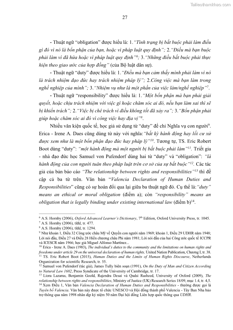 Luận án tiến sĩ luật học Nghĩa vụ con người trong pháp luật quốc tế và pháp luật Việt Nam - 4 Trang 38