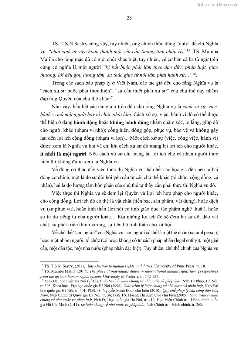 Luận án tiến sĩ luật học Nghĩa vụ con người trong pháp luật quốc tế và pháp luật Việt Nam - 4 Trang 39