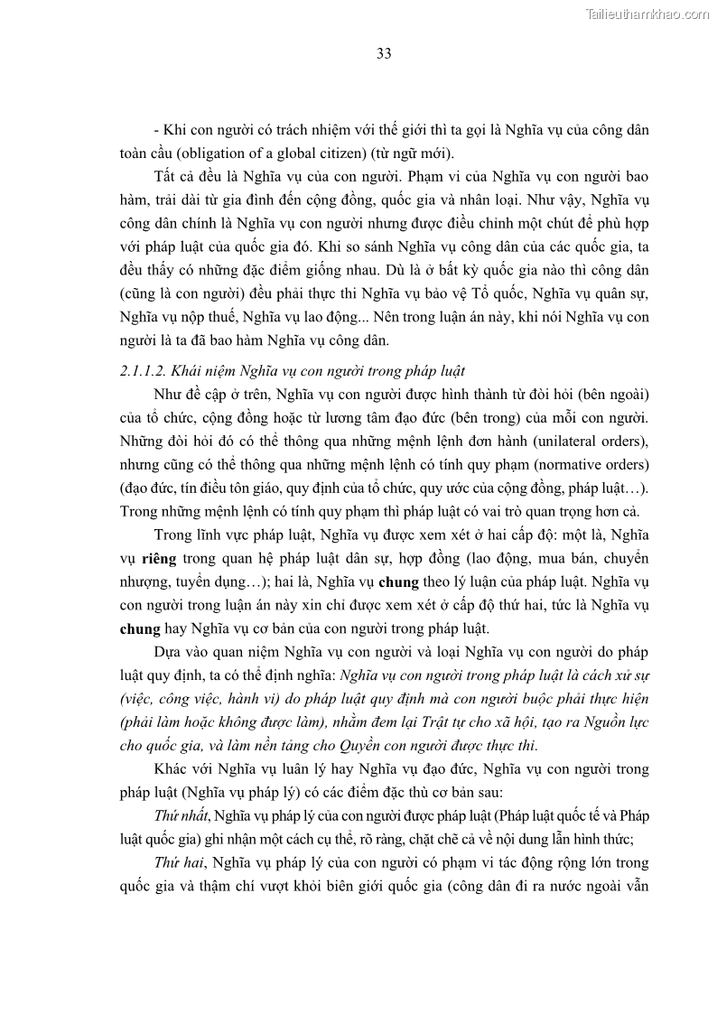 Luận án tiến sĩ luật học Nghĩa vụ con người trong pháp luật quốc tế và pháp luật Việt Nam - 4 Trang 44