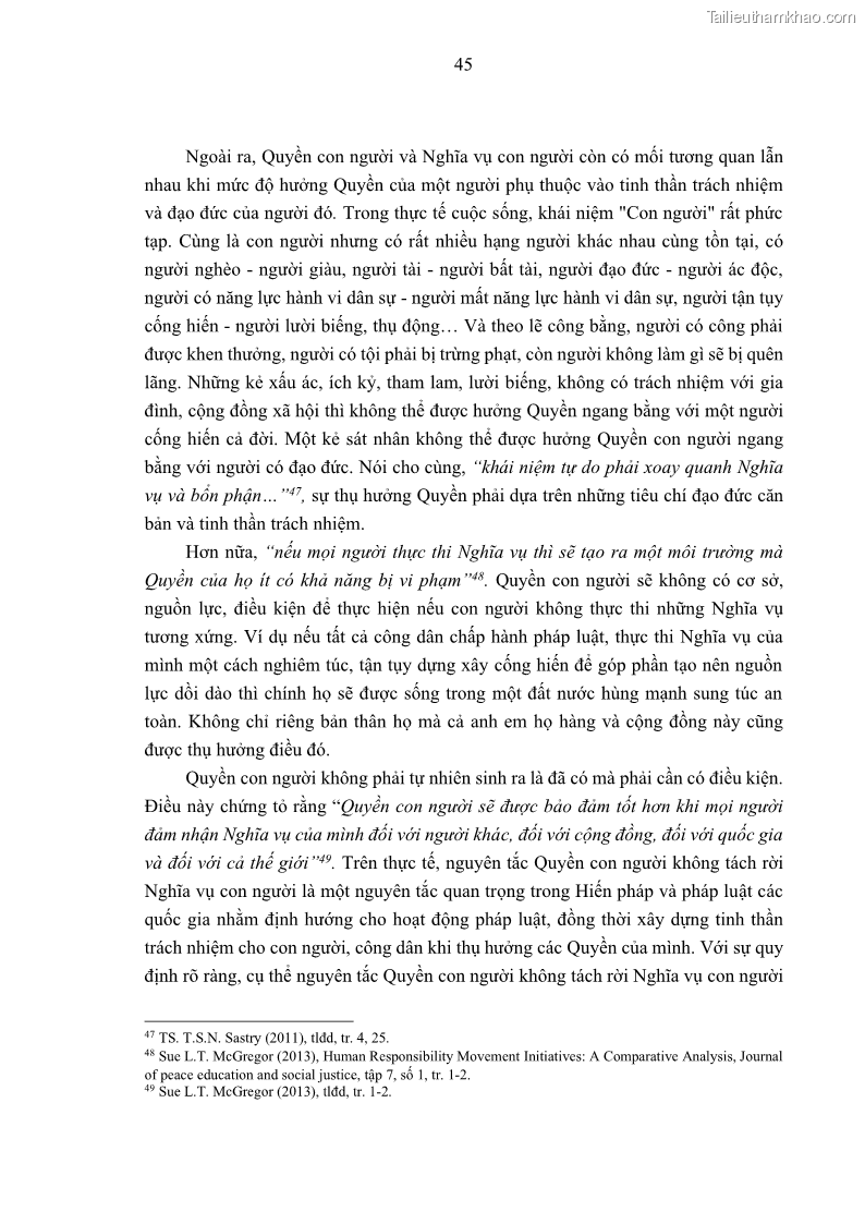 Luận án tiến sĩ luật học Nghĩa vụ con người trong pháp luật quốc tế và pháp luật Việt Nam - 5 Trang 56