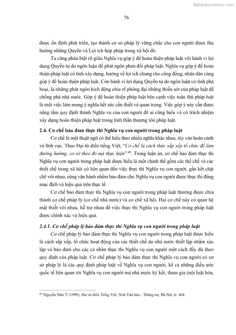 Luận án tiến sĩ luật học Nghĩa vụ con người trong pháp luật quốc tế và pháp luật Việt Nam - 8 Trang 87
