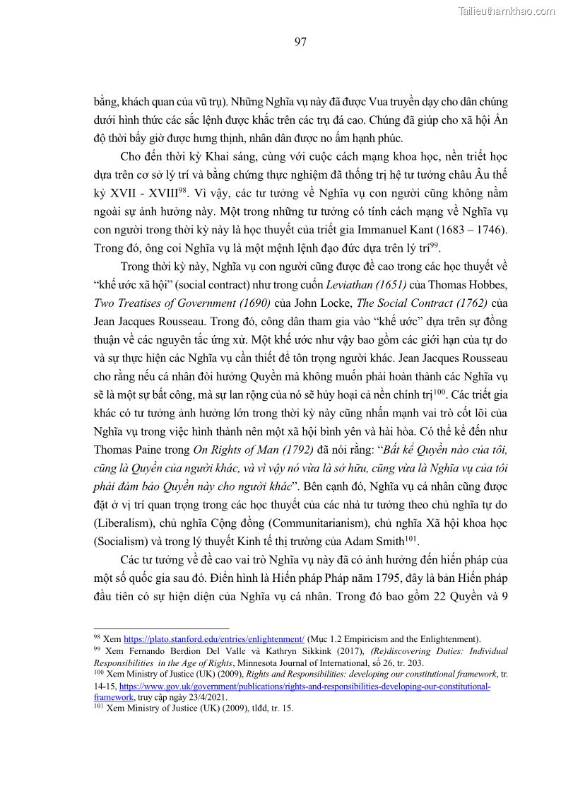 Luận án tiến sĩ luật học Nghĩa vụ con người trong pháp luật quốc tế và pháp luật Việt Nam - 9 Trang 108