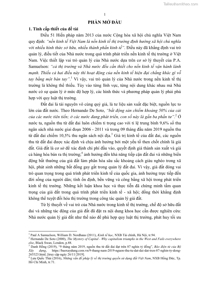 Luận án tiến sĩ luật học Quản lý nhà nước về giá đất - 1 Trang 8