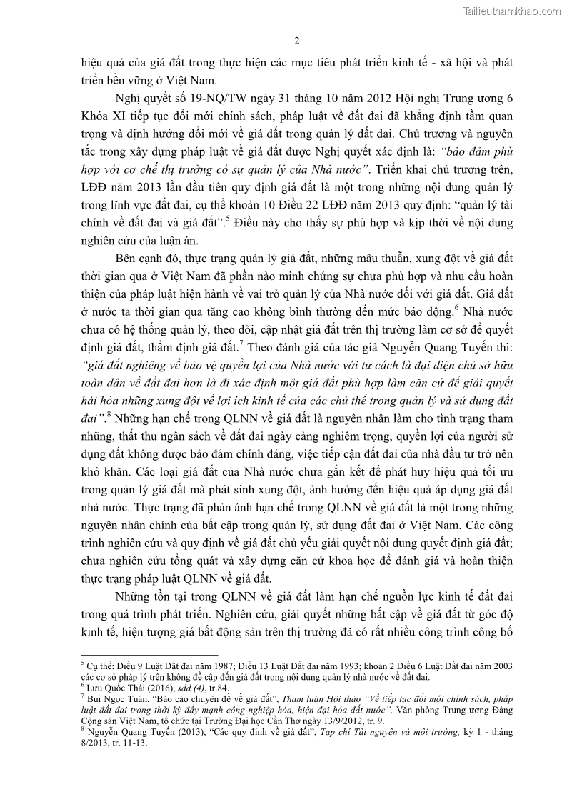 Luận án tiến sĩ luật học Quản lý nhà nước về giá đất - 1 Trang 9