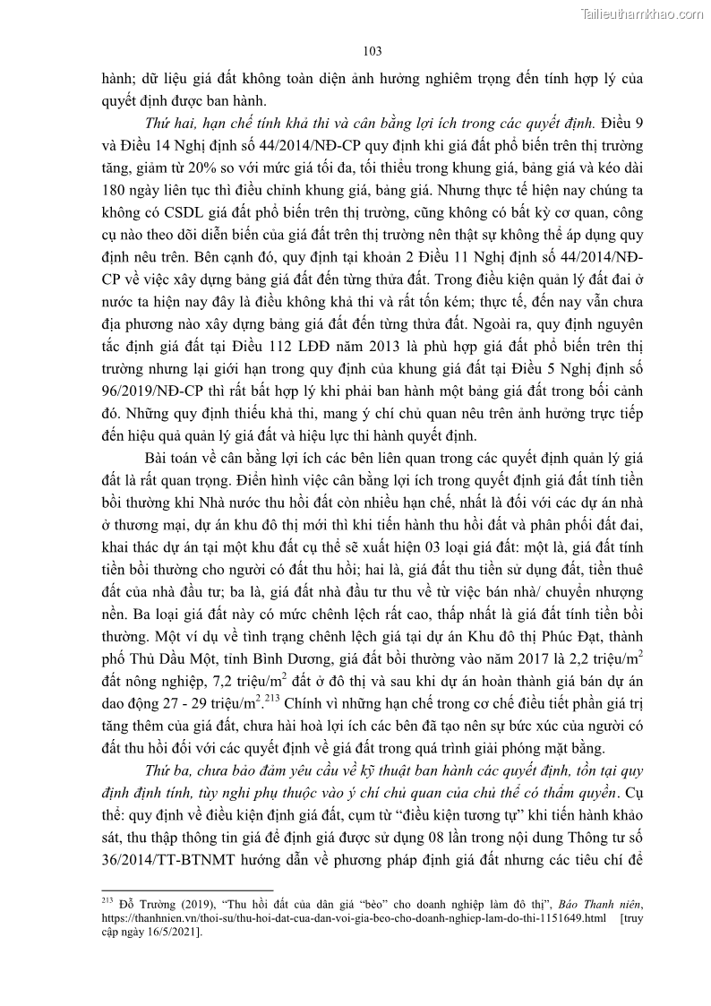 Luận án tiến sĩ luật học Quản lý nhà nước về giá đất - 10 Trang 110