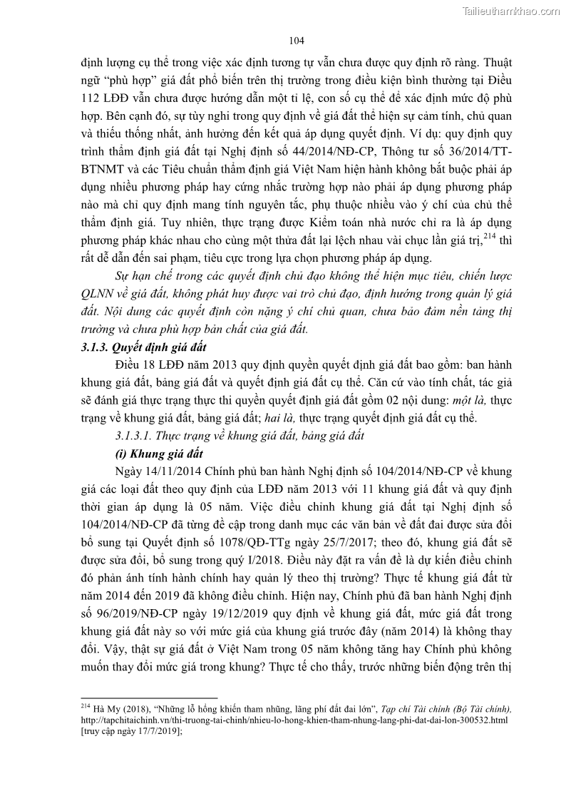 Luận án tiến sĩ luật học Quản lý nhà nước về giá đất - 10 Trang 111