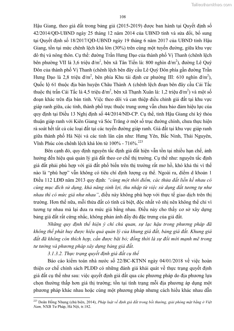 Luận án tiến sĩ luật học Quản lý nhà nước về giá đất - 10 Trang 115