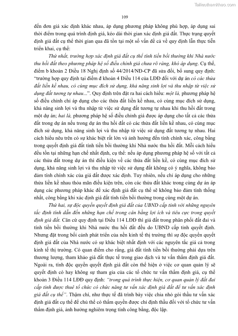 Luận án tiến sĩ luật học Quản lý nhà nước về giá đất - 10 Trang 116
