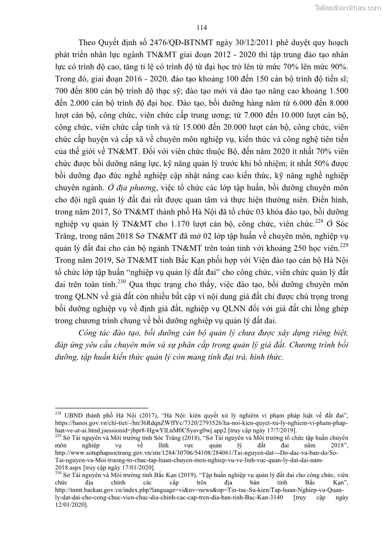 Luận án tiến sĩ luật học Quản lý nhà nước về giá đất - 11 Trang 121