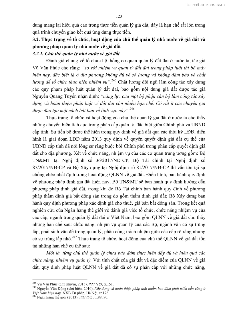 Luận án tiến sĩ luật học Quản lý nhà nước về giá đất - 11 Trang 130