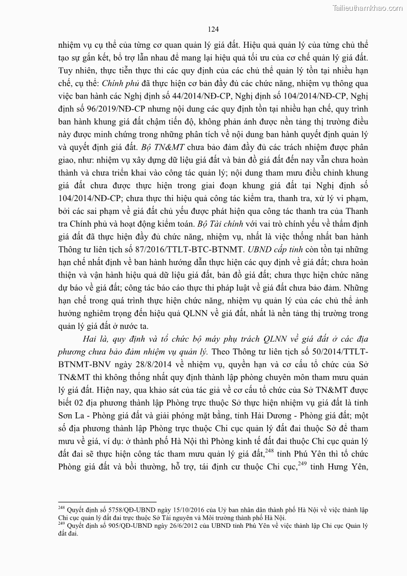 Luận án tiến sĩ luật học Quản lý nhà nước về giá đất - 11 Trang 131