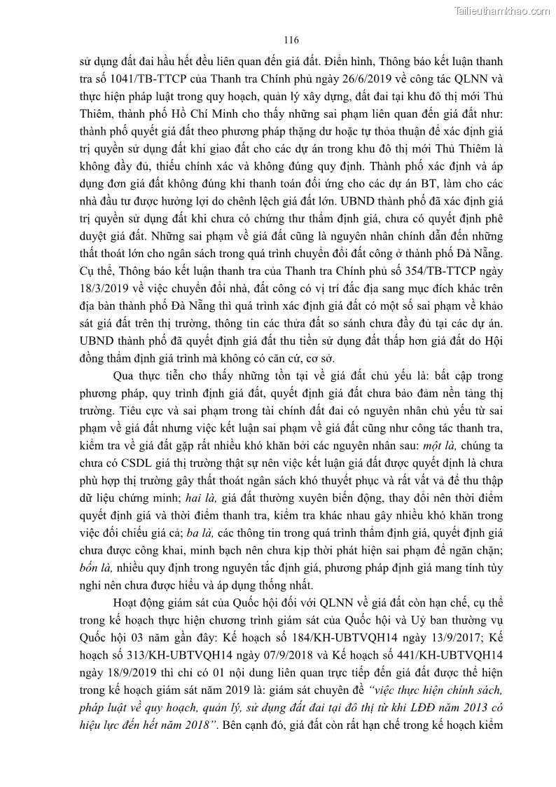 Luận án tiến sĩ luật học Quản lý nhà nước về giá đất - 11 Trang 123