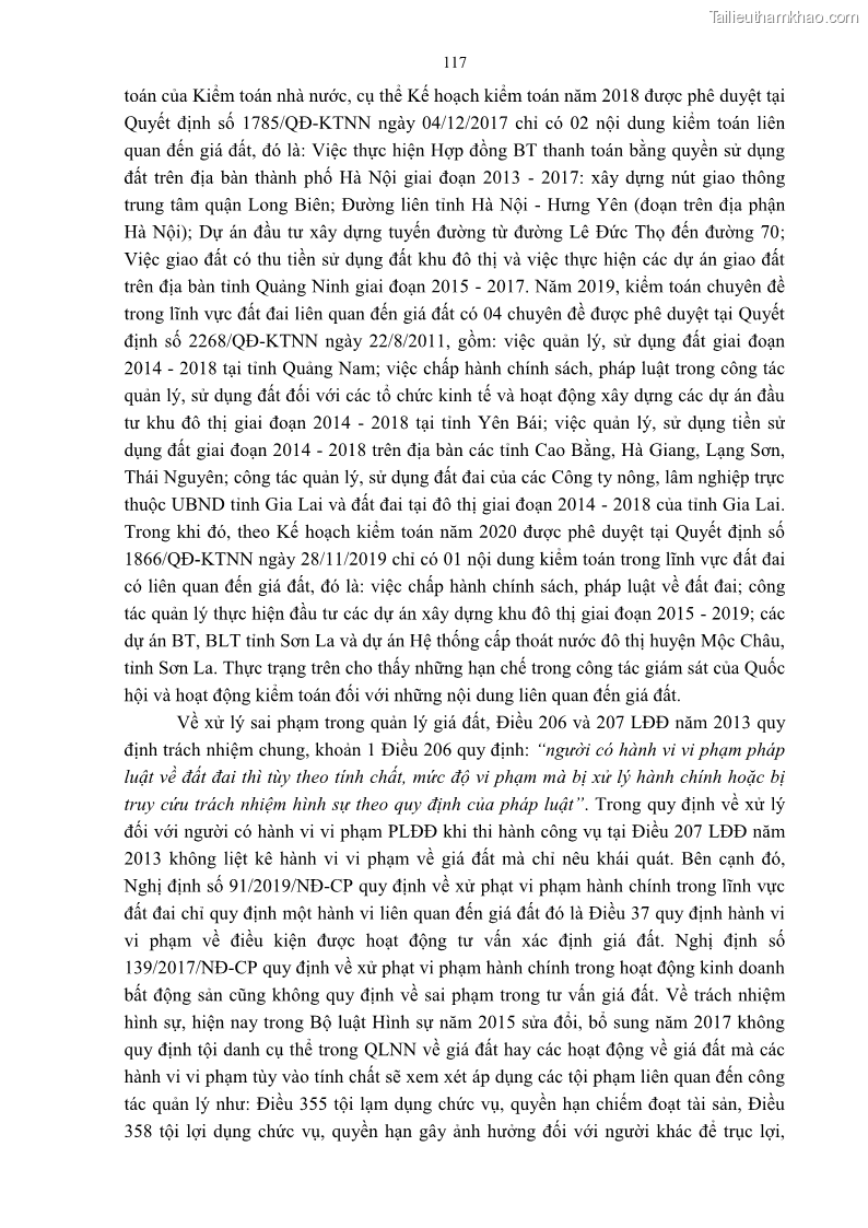 Luận án tiến sĩ luật học Quản lý nhà nước về giá đất - 11 Trang 124