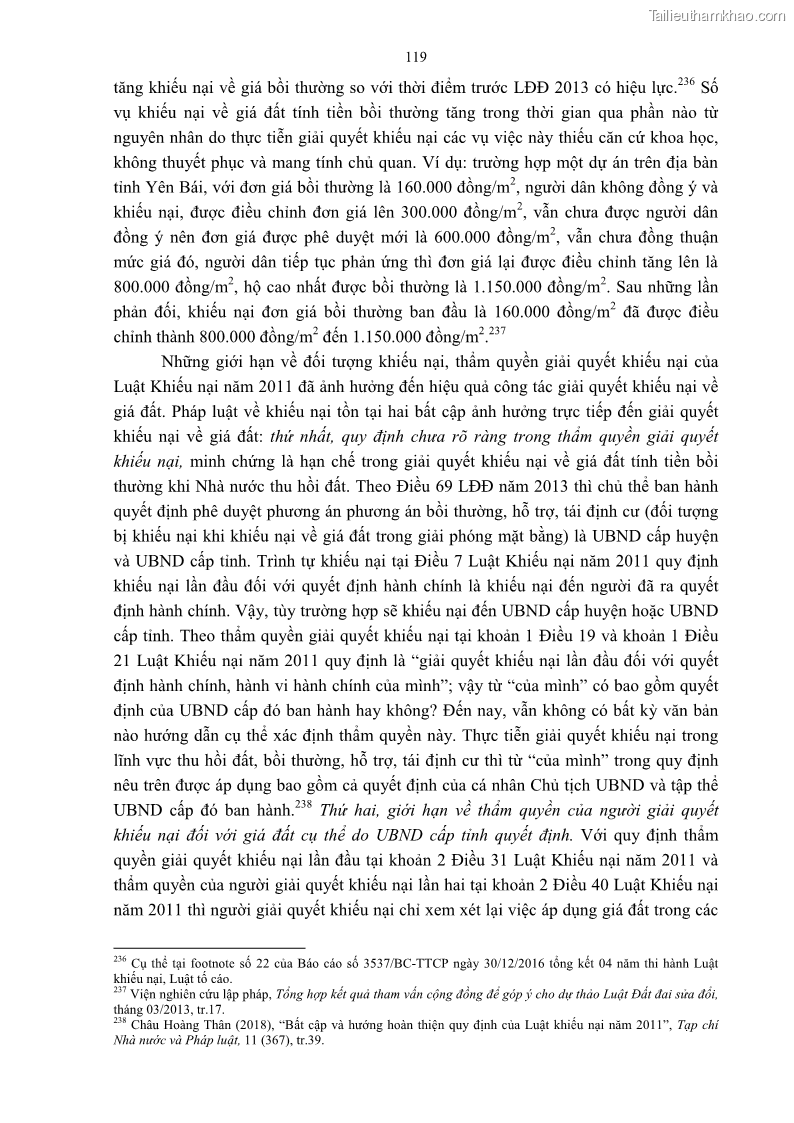 Luận án tiến sĩ luật học Quản lý nhà nước về giá đất - 11 Trang 126