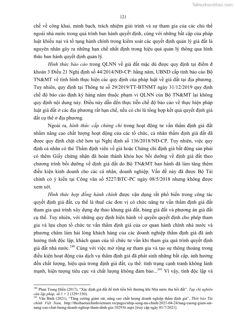 Luận án tiến sĩ luật học Quản lý nhà nước về giá đất - 11 Trang 128