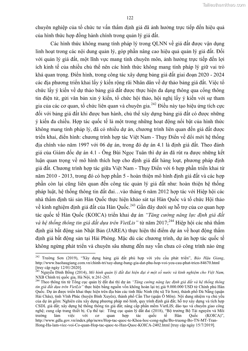 Luận án tiến sĩ luật học Quản lý nhà nước về giá đất - 11 Trang 129
