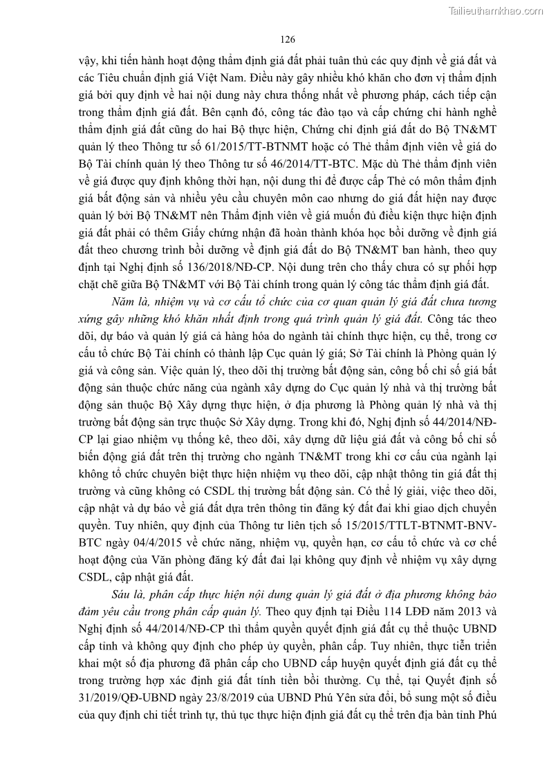 Luận án tiến sĩ luật học Quản lý nhà nước về giá đất - 12 Trang 133