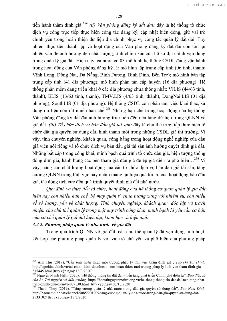 Luận án tiến sĩ luật học Quản lý nhà nước về giá đất - 12 Trang 135
