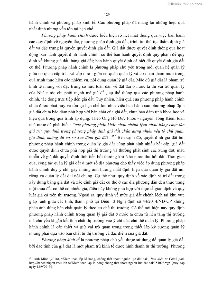 Luận án tiến sĩ luật học Quản lý nhà nước về giá đất - 12 Trang 136