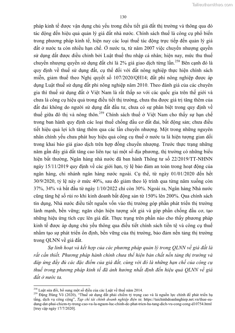 Luận án tiến sĩ luật học Quản lý nhà nước về giá đất - 12 Trang 137