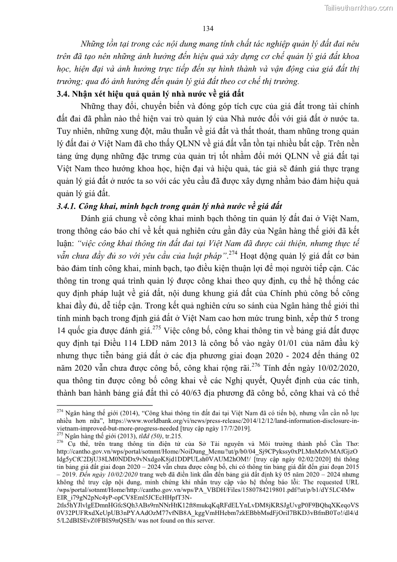Luận án tiến sĩ luật học Quản lý nhà nước về giá đất - 12 Trang 141