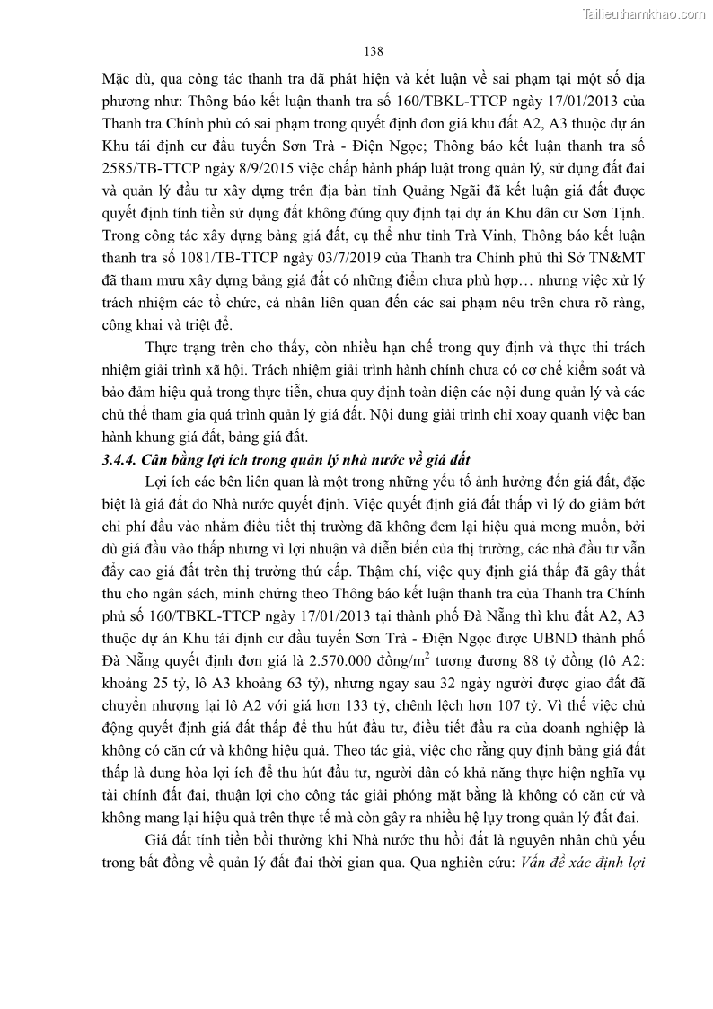Luận án tiến sĩ luật học Quản lý nhà nước về giá đất - 13 Trang 145