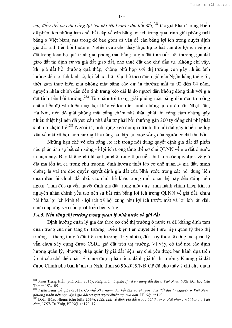 Luận án tiến sĩ luật học Quản lý nhà nước về giá đất - 13 Trang 146