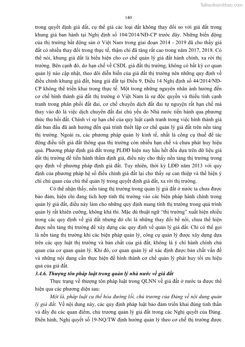 Luận án tiến sĩ luật học Quản lý nhà nước về giá đất - 13 Trang 147