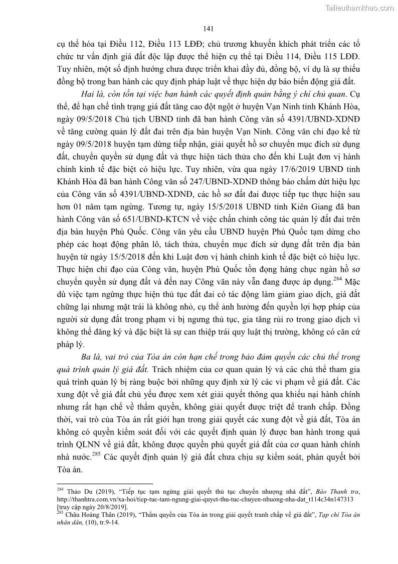 Luận án tiến sĩ luật học Quản lý nhà nước về giá đất - 13 Trang 148