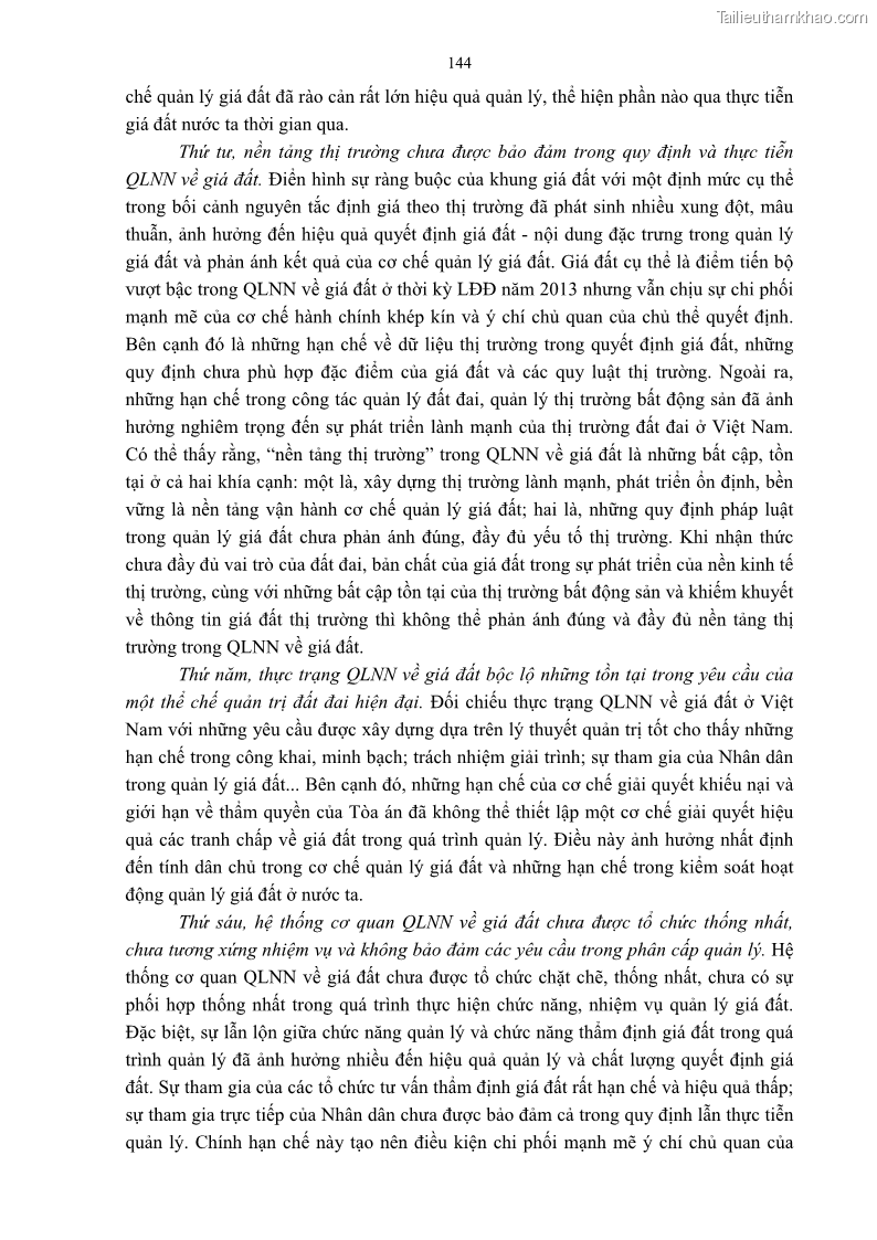 Luận án tiến sĩ luật học Quản lý nhà nước về giá đất - 13 Trang 151
