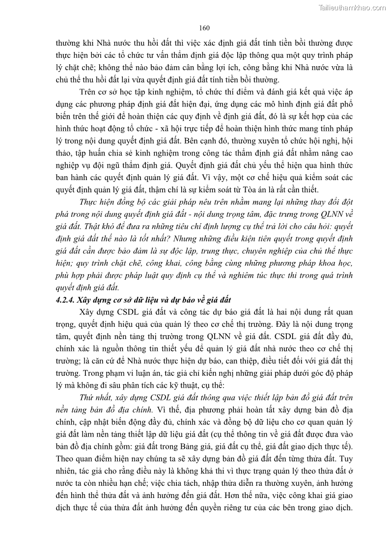 Luận án tiến sĩ luật học Quản lý nhà nước về giá đất - 14 Trang 167