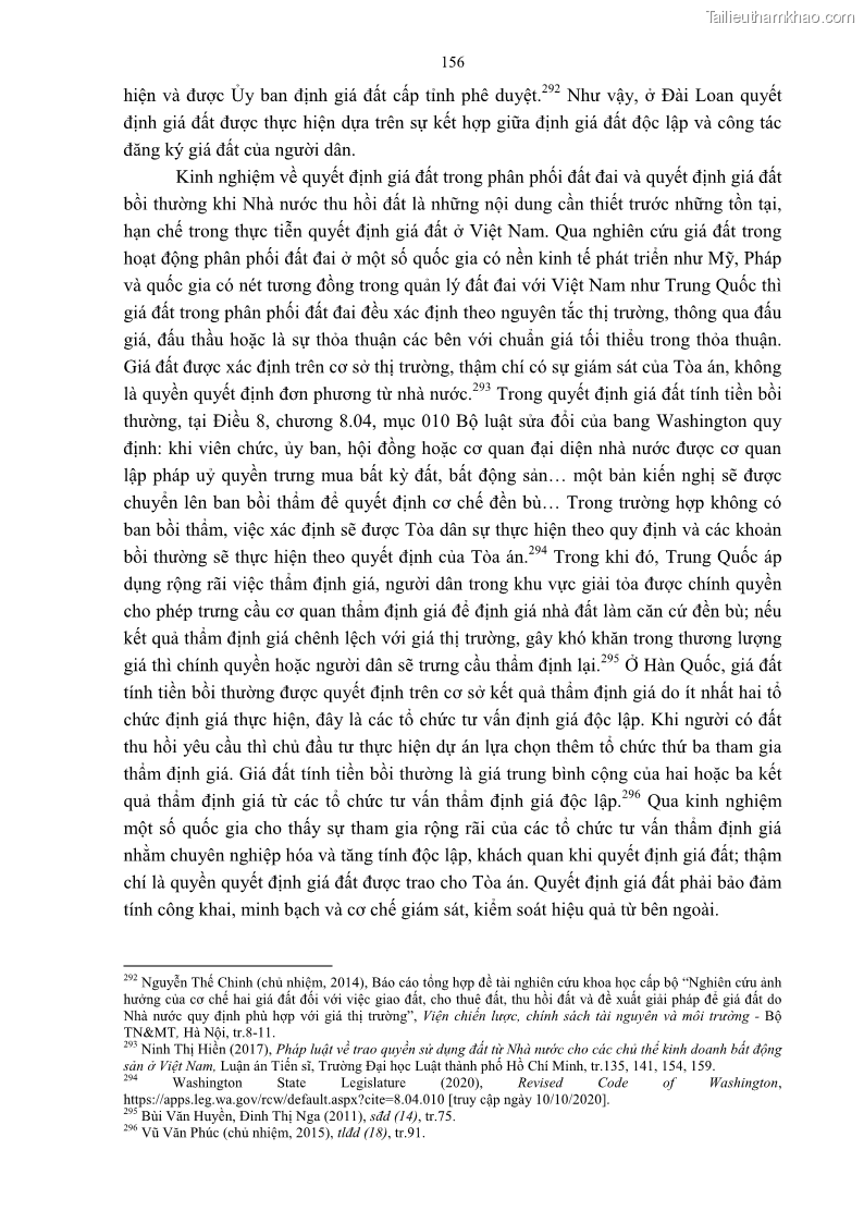 Luận án tiến sĩ luật học Quản lý nhà nước về giá đất - 14 Trang 163