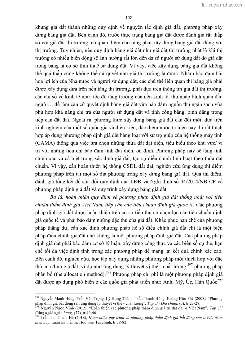 Luận án tiến sĩ luật học Quản lý nhà nước về giá đất - 14 Trang 165