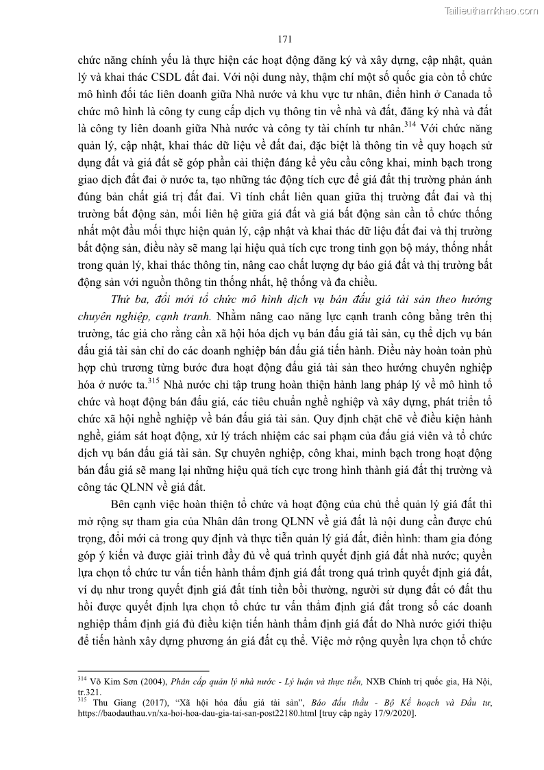 Luận án tiến sĩ luật học Quản lý nhà nước về giá đất - 15 Trang 178